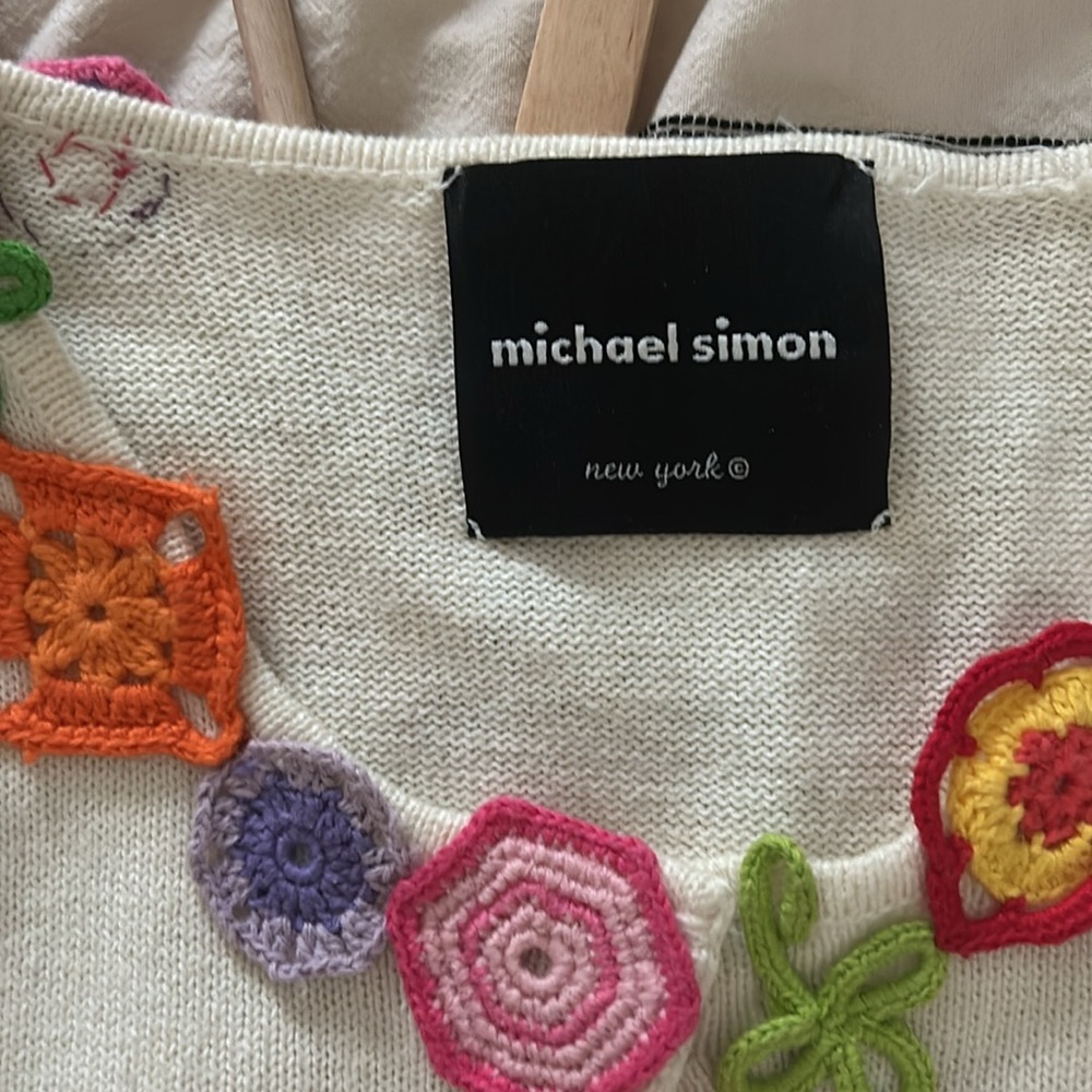 Vintage Michael Simon Buttoned Front Knitted Patc… - image 4